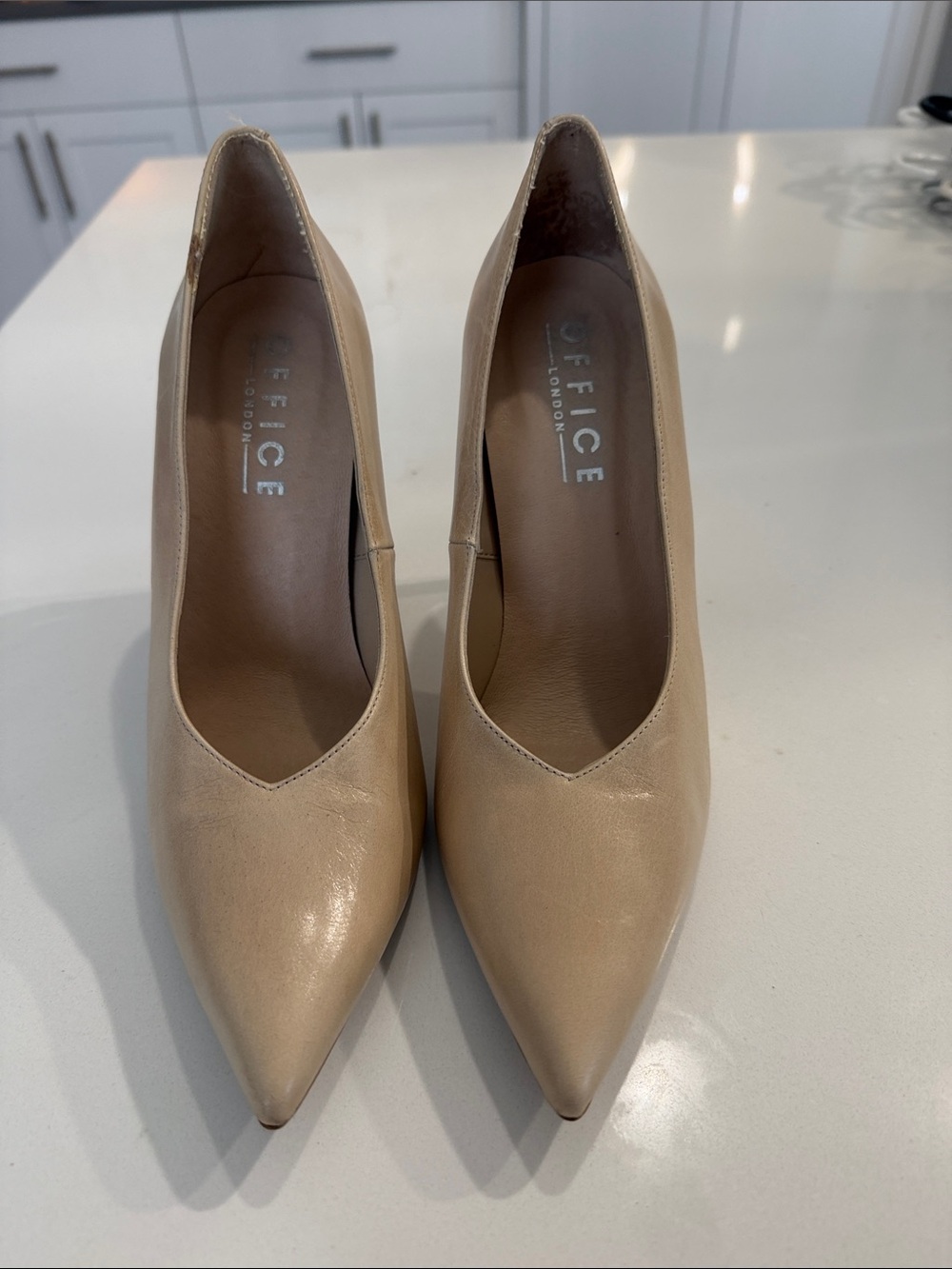 Offi Nude Pointed-Toe Leather Pumps
